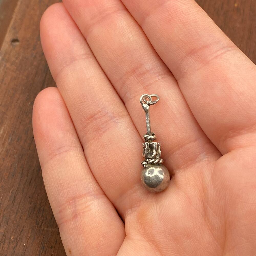 Vintage 925 Sterling Silver Hobo Stick Bindle Bag Money Sack Pendant Charm